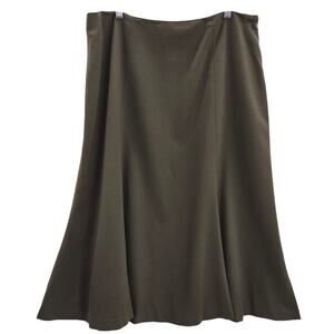 Lauren Ralph Lauren Brown Vtg Y2K Prep Classic Wool Blend Trumpet Midi Skirt 14